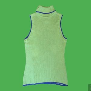 Green turtleneck tank top with blue outline